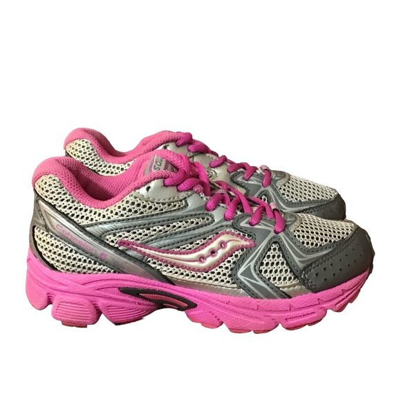 Saucony Sneakers Little Girl Size 12.5 Cohesion 6 LTT Gray Magenta Athletic Shoe - Picture 1 of 10